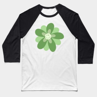 Bright and Cheerful Flower Smiley Face -  spring green Baseball T-Shirt